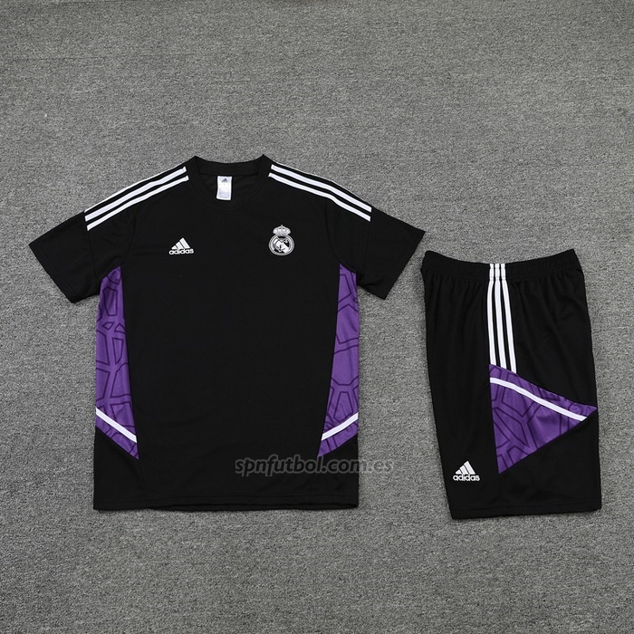 Chandal del Real Madrid Manga Corta 2022-2023 Negro y Purpura - Pantalon Corto